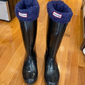 Black Hunter Tall Boots with Socks